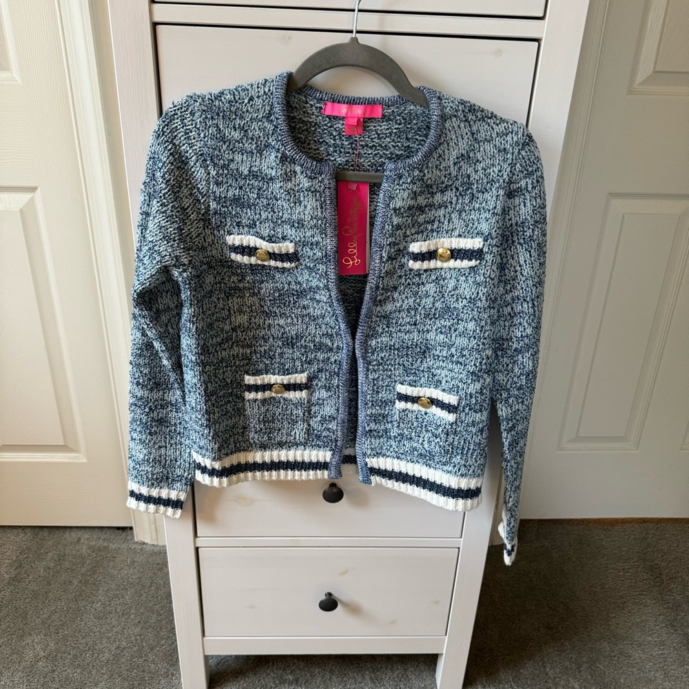 NWT Lilly Pulitzer Beckington Cardigan in Abaco Blue Marled. Sz. S.